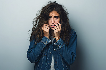 女子手捂面容惊讶的表情图片