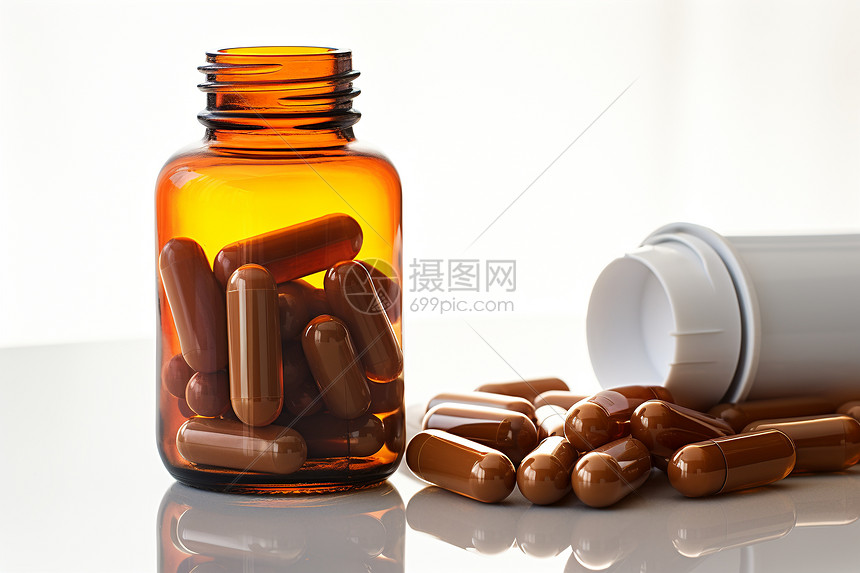 瓶子中的药瓶与药丸高清图片下载-正版图片600717238-摄图网