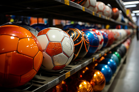 商店货架上的足球图片