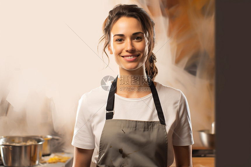 快乐的女厨师图片
