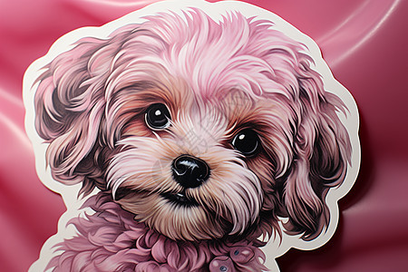 粉色背景的小狗贴纸图片