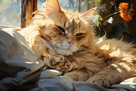 阳光下的猫咪图片