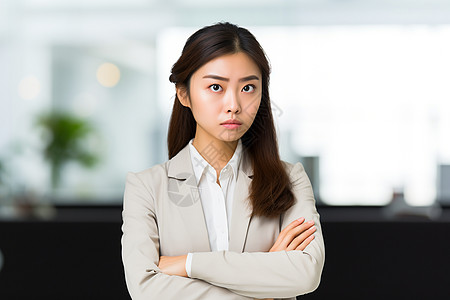 穿着套装双手交叉女人高清图片