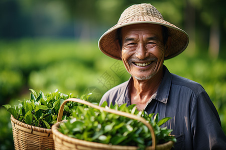 采摘茶叶的茶农图片