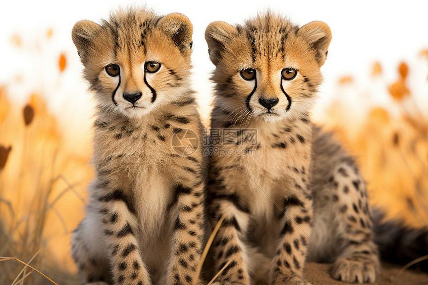 两只幼年猎豹图片