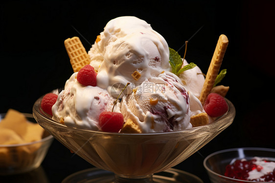 桌面上美味的冰淇淋图片