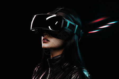 虚拟世界女士戴着头盔背景图片