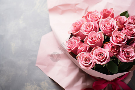 粉红色的玫瑰花束图片