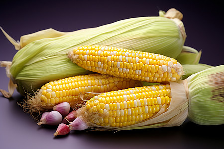 桌面上新鲜的玉米图片