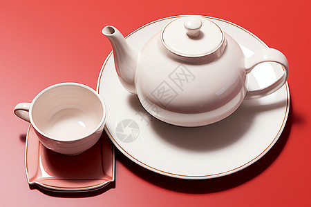桌子上的茶壶和杯子图片