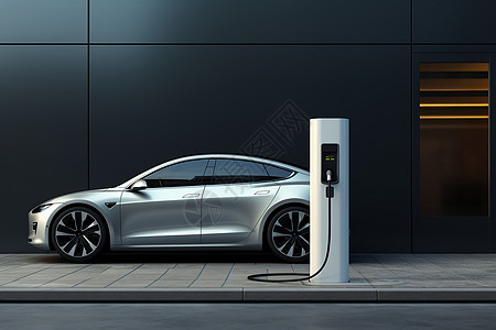 科技正在充电的新能源汽车背景