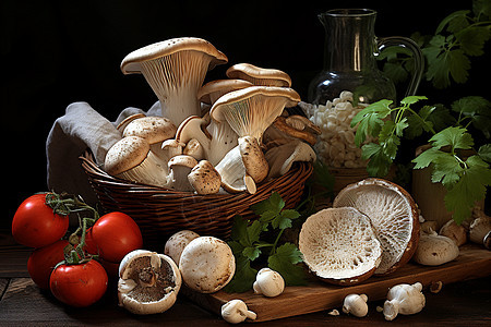 桌子上的蘑菇图片