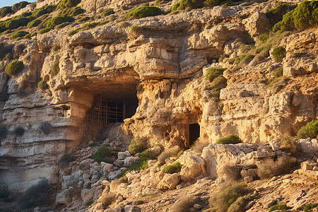 悬崖中的洞穴图片