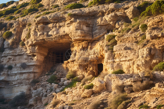 悬崖中的洞穴图片