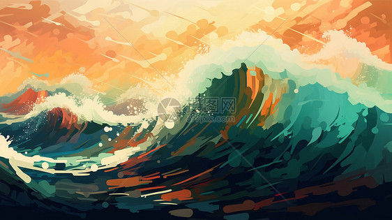 海浪冲击海岸图片