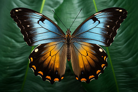 绿叶上的蝴蝶背景图片