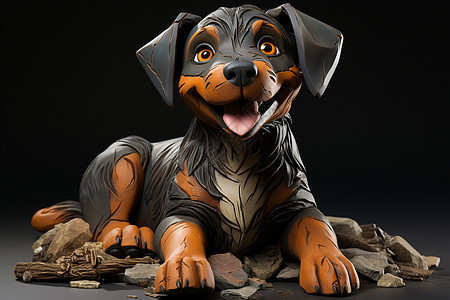 快乐小狗雕塑图片