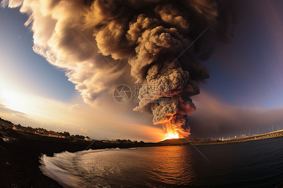 火山爆发的照片图片