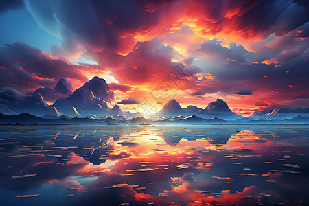 湖光山色伴彩云图片