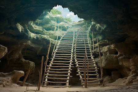 洞穴里的楼梯图片