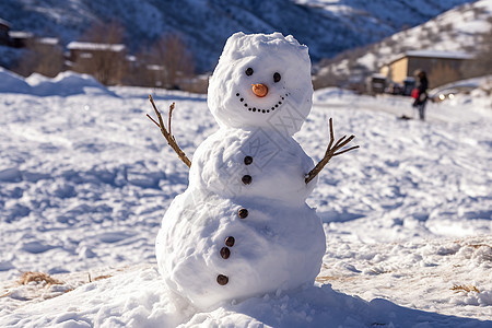 冬日雪景中的雪人背景图片