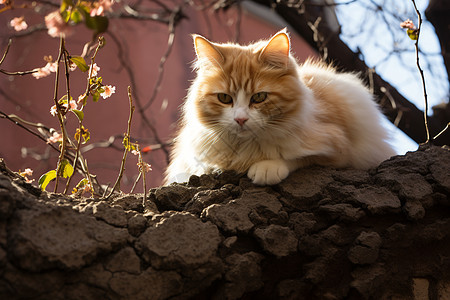 墙头上的小猫图片