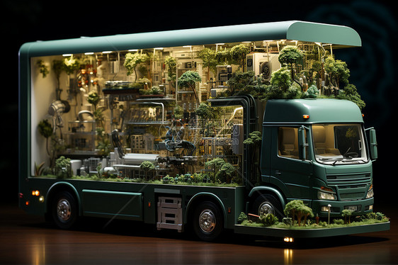 绿色能源卡车图片