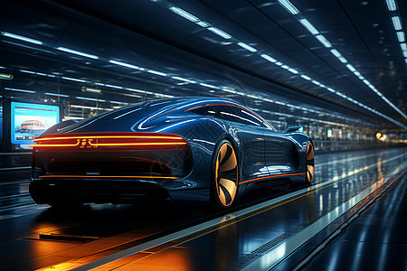 城市隧道里的未来汽车背景图片