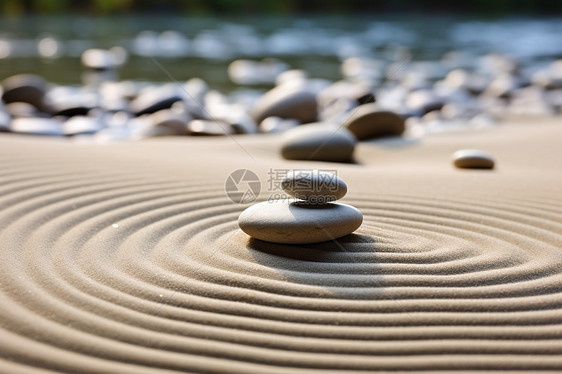 海滩上的石头图片