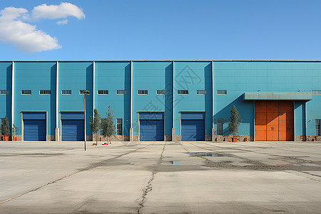 蓝色外墙的工厂图片