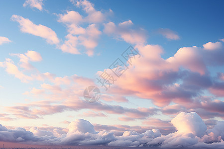 云层背景空中绚丽的晚霞景观背景