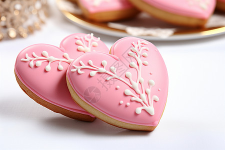 粉色心形饼干图片
