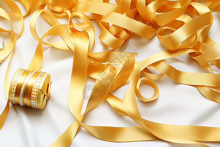 金色卷轴金色的丝绸缎带背景
