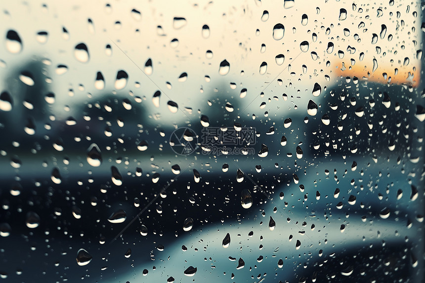 雨后满是雨滴的窗户图片