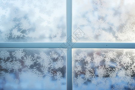 冬季窗户上美丽的冰花图片