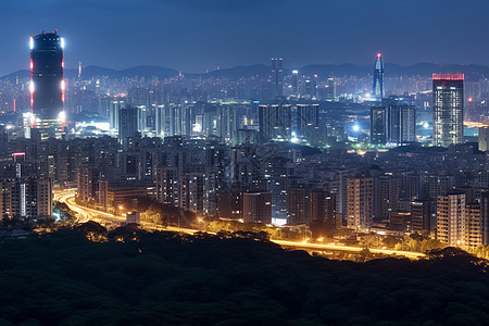 灯火通明的繁华城市图片