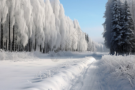 大雪封冻的森林图片