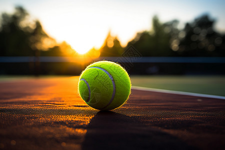 夕阳下的网球图片