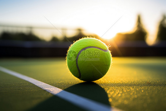 网球场上的一颗网球图片