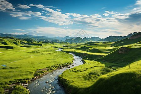 夏季生机勃勃的草原景观图片