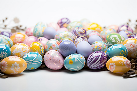 桌面上传统的复活节彩蛋背景图片
