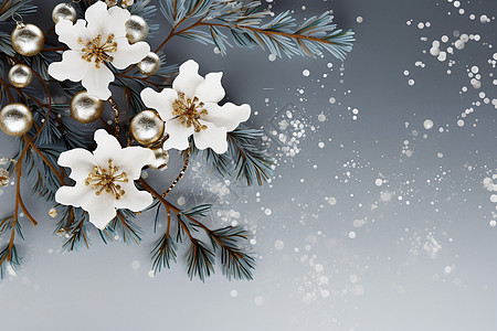 圣诞树上的花朵高清图片