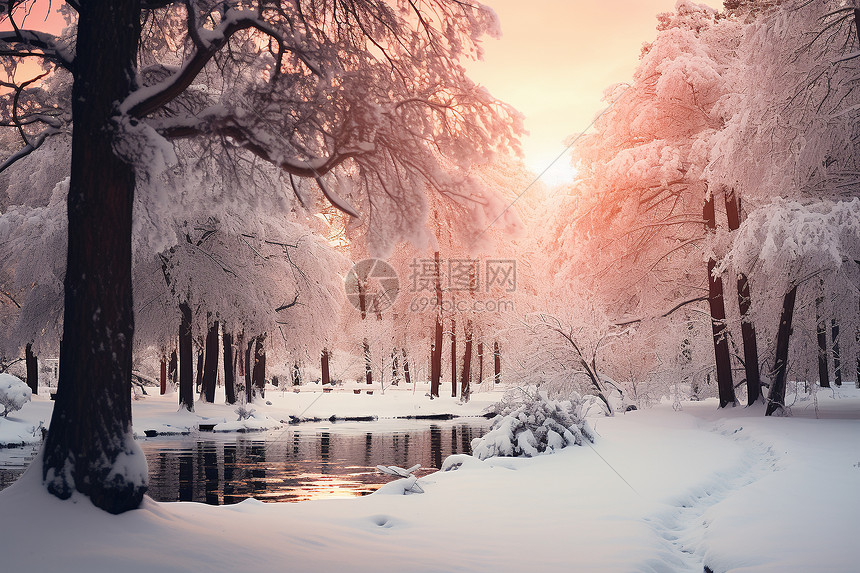 冬日奇幻雪中森林图片