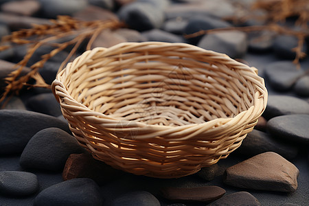 柳条编织的空篮子背景图片