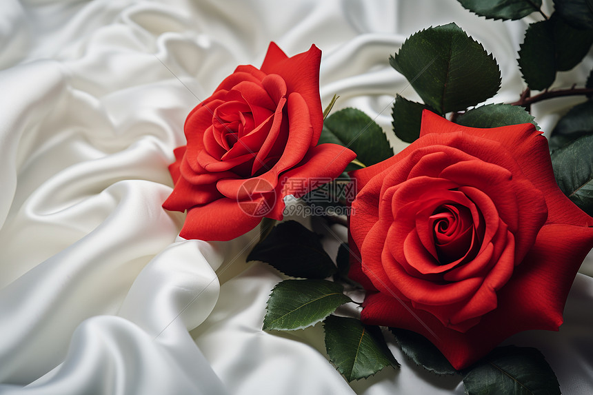 庆祝婚礼的红色玫瑰花图片