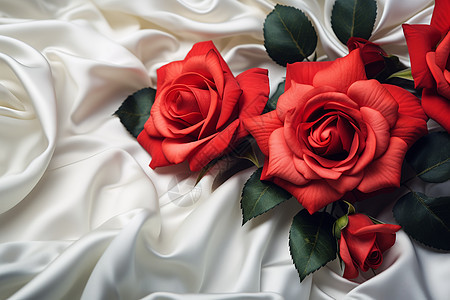婚纱上绽放的玫瑰花背景图片