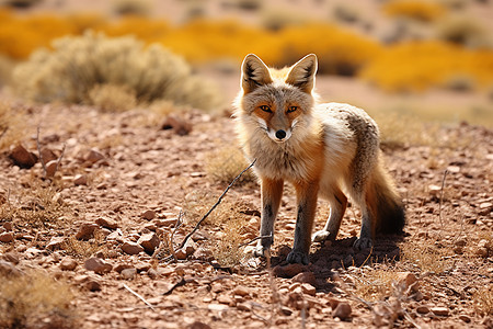 沙漠中的一只狐狸图片