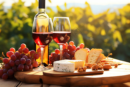 葡萄庄园中的精酿葡萄酒高清图片