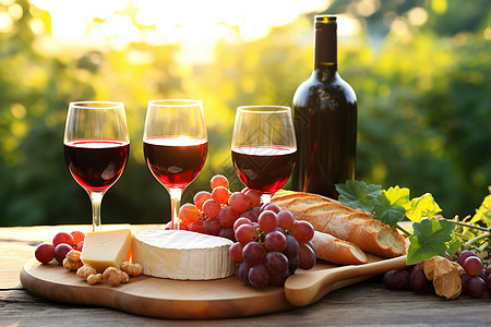 葡萄酒桌丰盛的葡萄酒下午茶背景