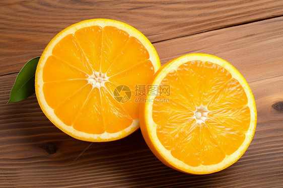 桌面上切开的橙子图片